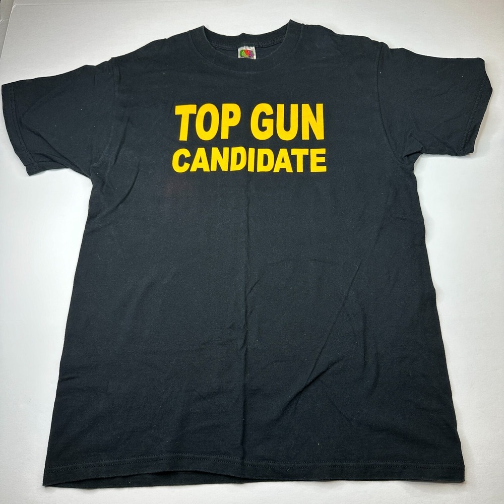 Fruit Of The Loom Top Gun Candidate Mens T-shirt Heavy Cotton Black Size L